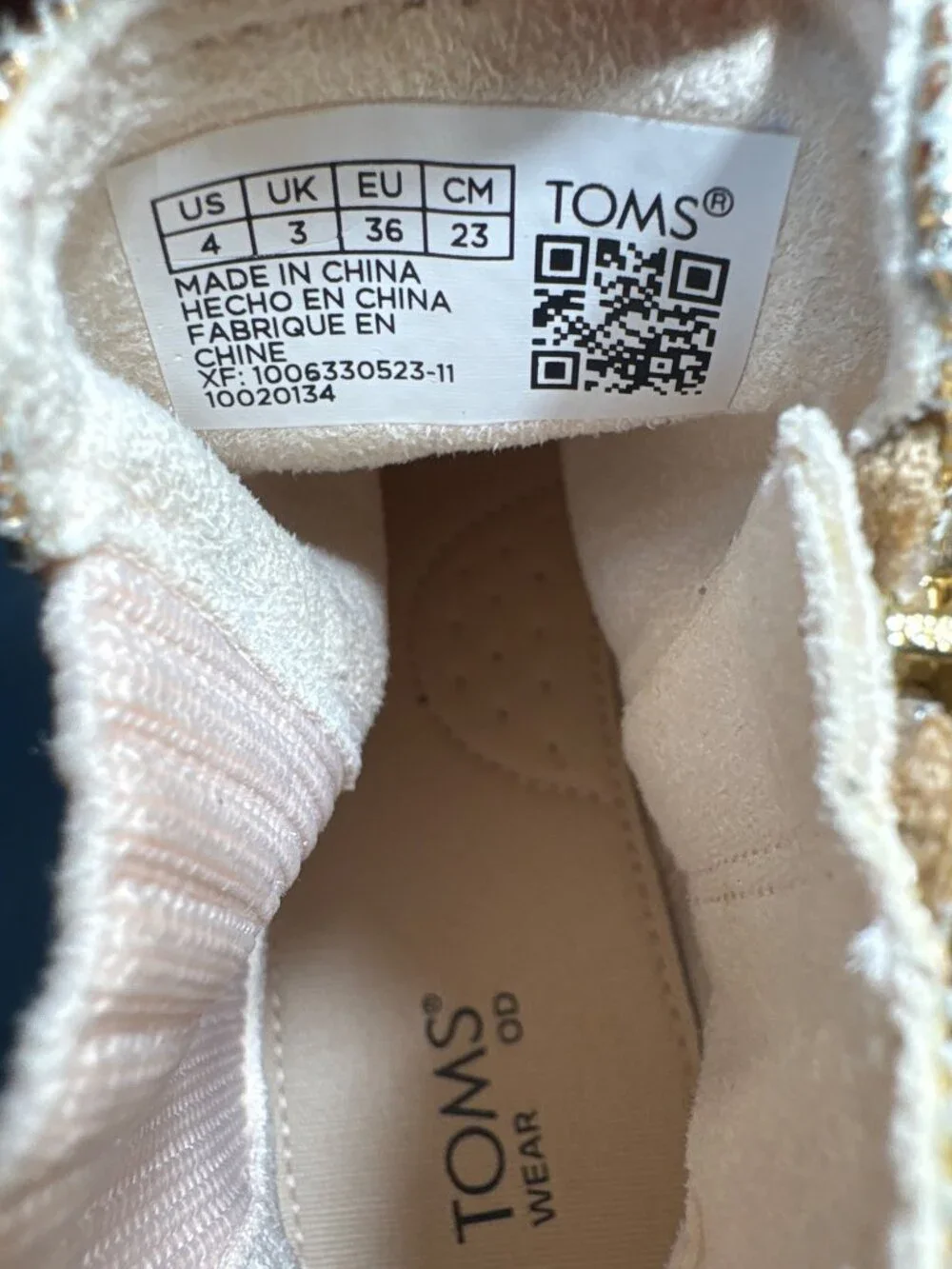 TOMS Youth Girls 10020134 Metallic Chelsea Boots Size US 4 UK 3 EU 36 Booties